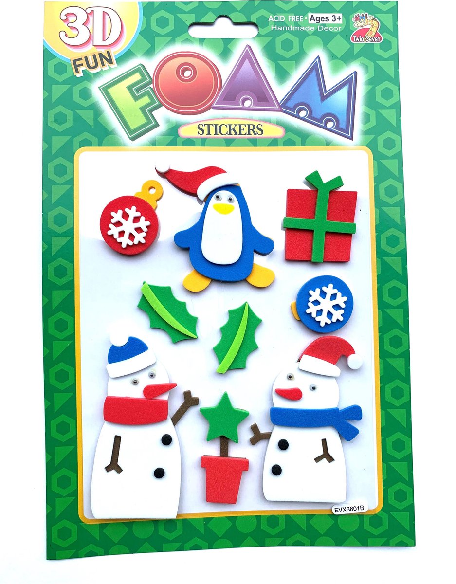 3d Foam Stickers | Kerst | Sneeuwpop | Cadeau | Kerstkaart